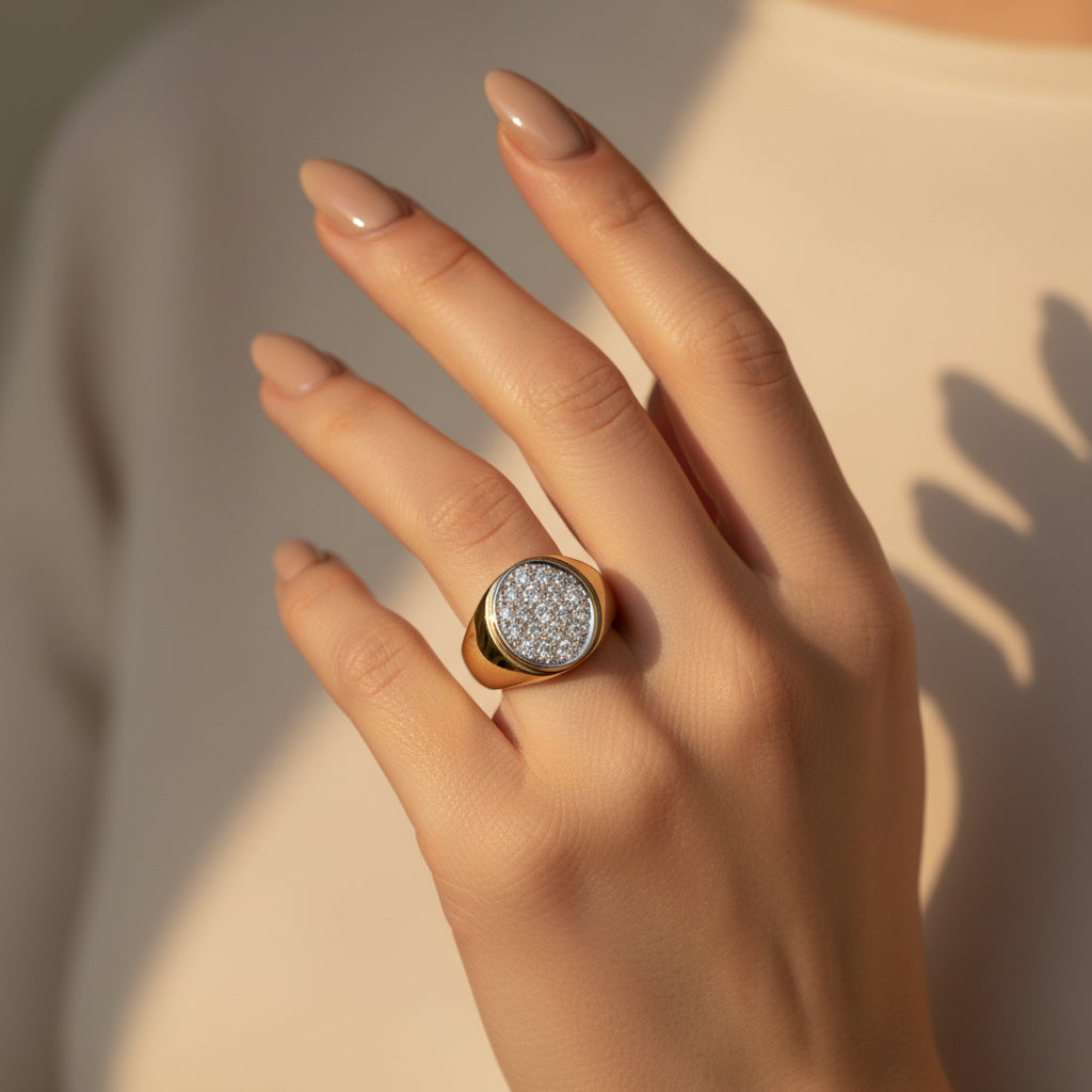 Bague Chevaliere - Or Jaune - Diamants 0,50 carat