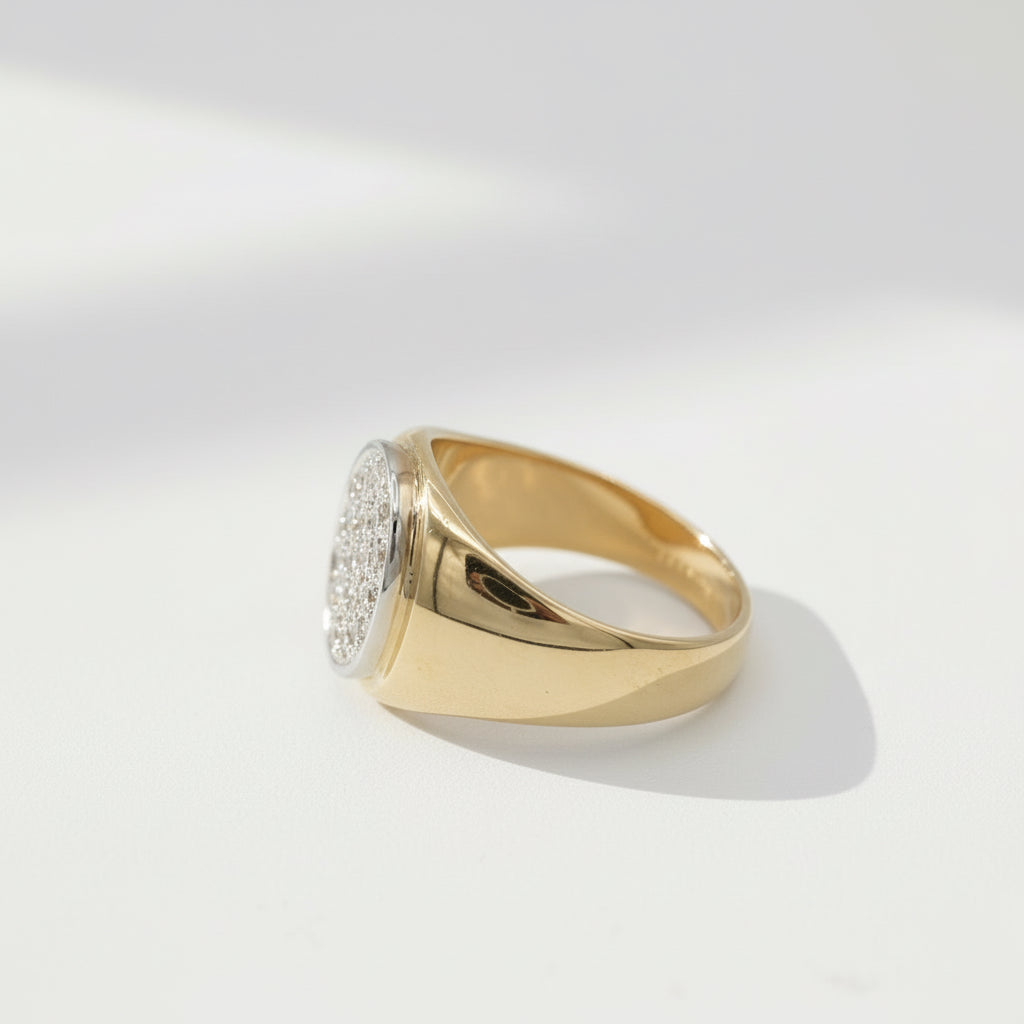 Bague Chevaliere - Or Jaune - Diamants 0,50 carat