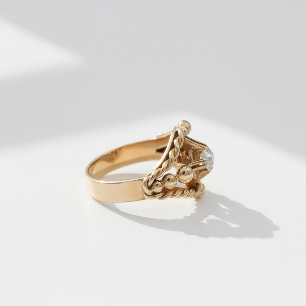 Bague Or Jaune - Diamant taille ancienne 0,20 ct