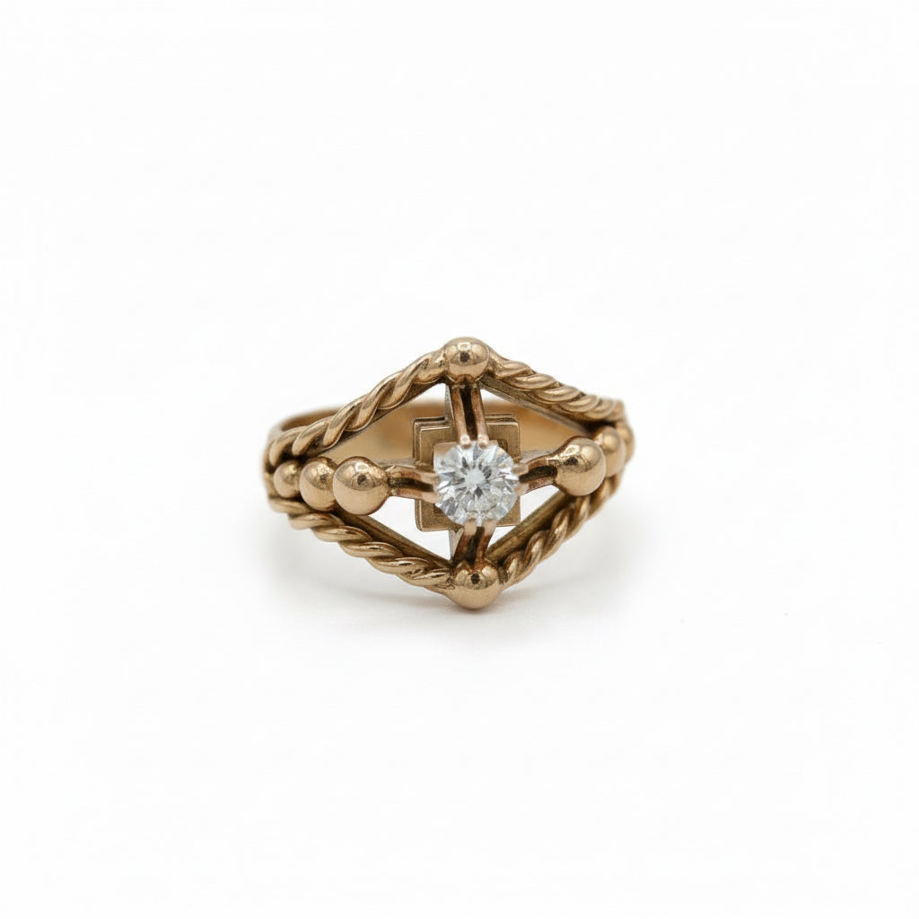 Bague Or Jaune - Diamant taille ancienne 0,20 ct