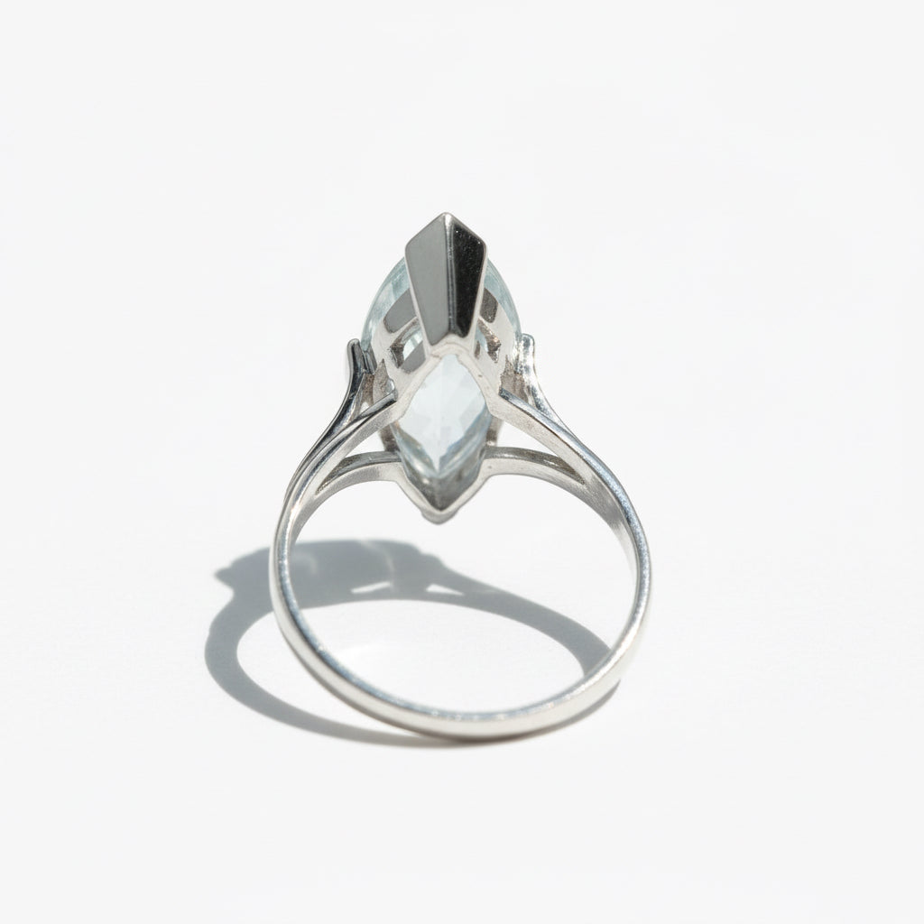 Bague Or Blanc - Aiguë Marine