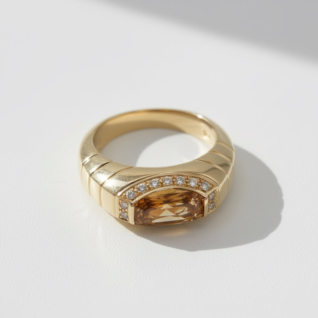 Bague or Jaune - Citrine et Diamants