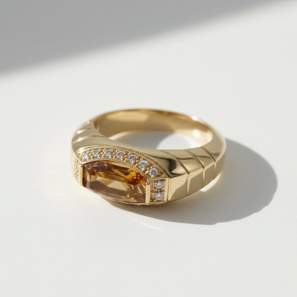 Bague or Jaune - Citrine et Diamants