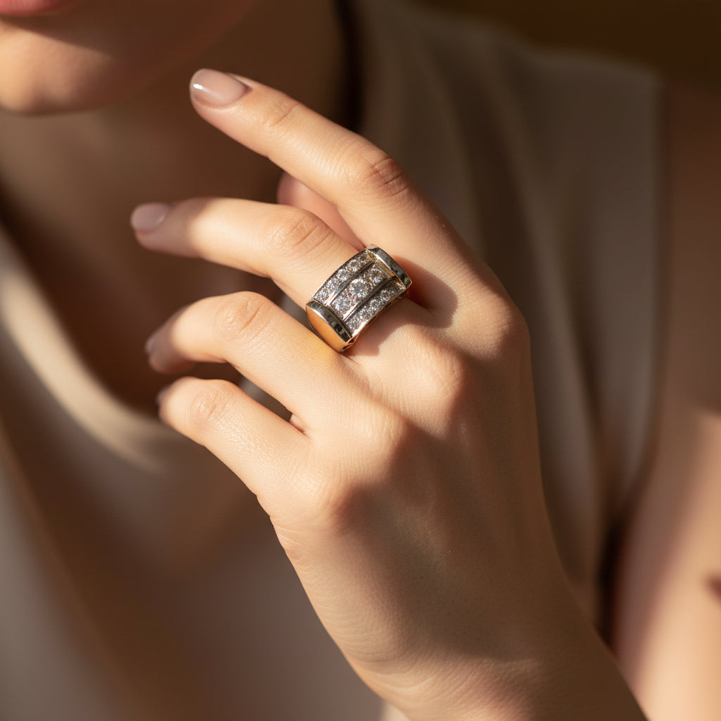 Bague Tank - Or Jaune - Diamants 0,85 carat