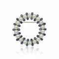 Round Brooch - White Gold - Sapphires and Cultured Pearls