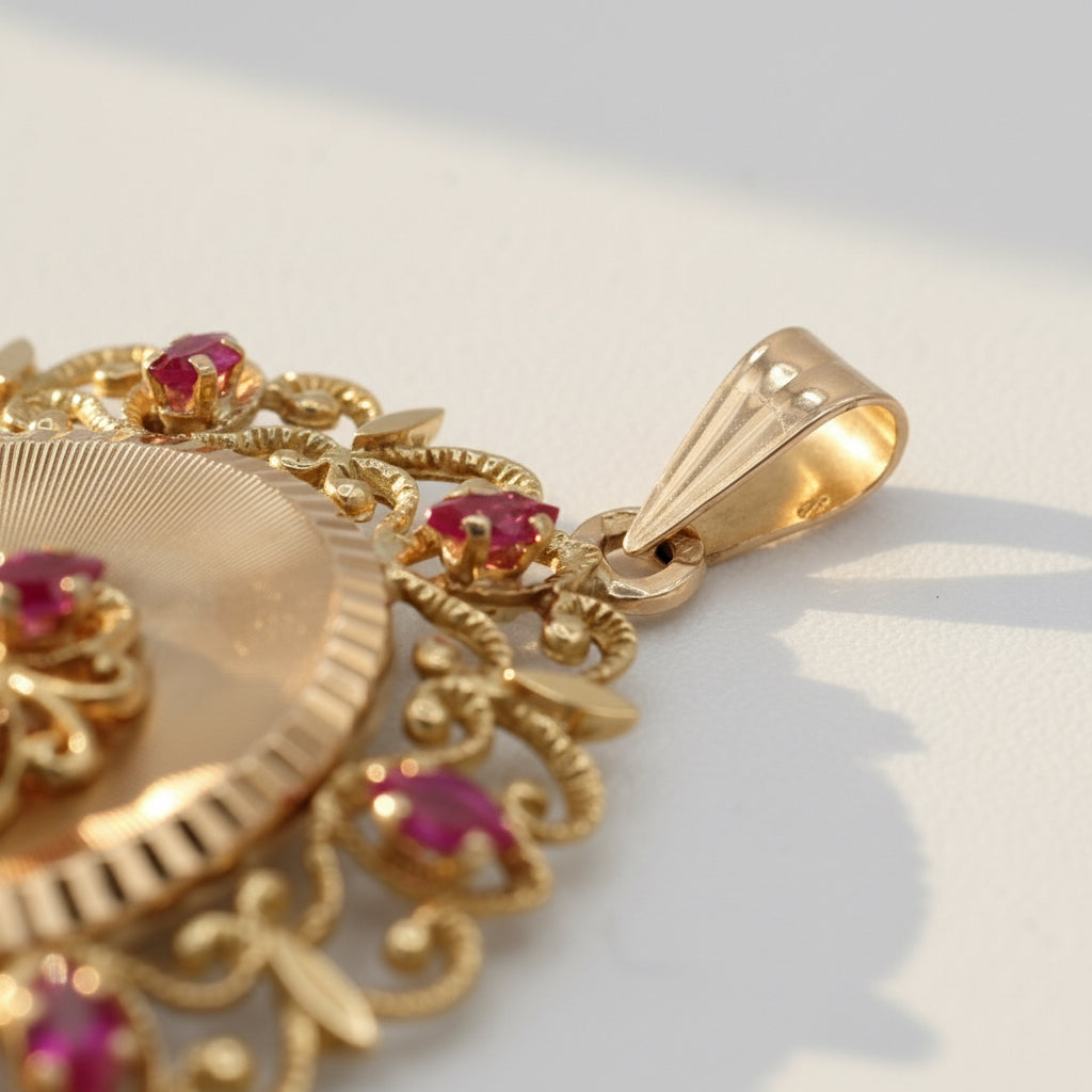 Pendentif Or Jaune - Spinelles et Perle de culture