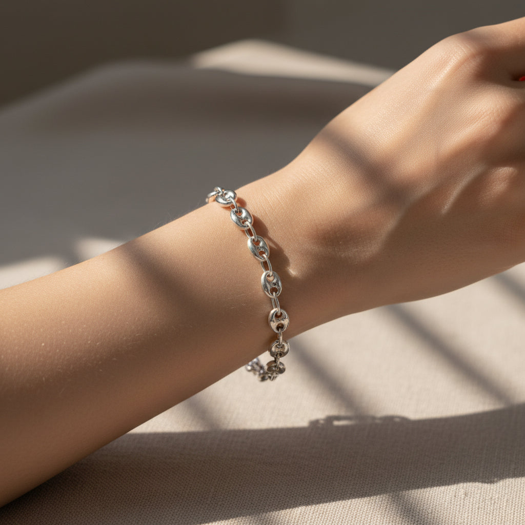 Bracelet Or Blanc - Grain de Café