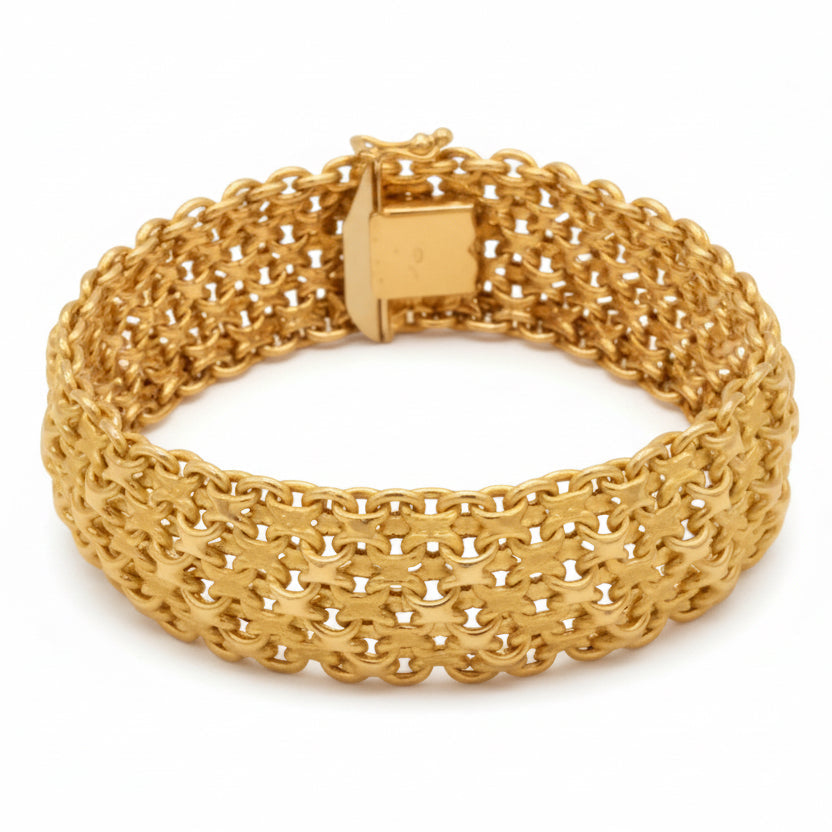 Bracelet Manchette - Or jaune - Maille Paillasson