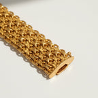 Bracelet Manchette - Or jaune - Maille Paillasson