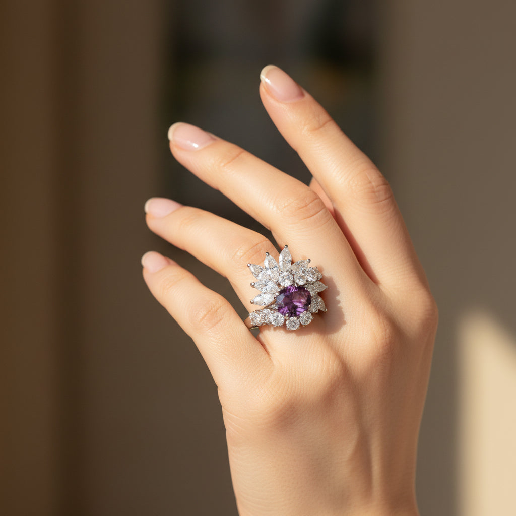 Bague Cocktail - Rubis et Diamants - Circa 70