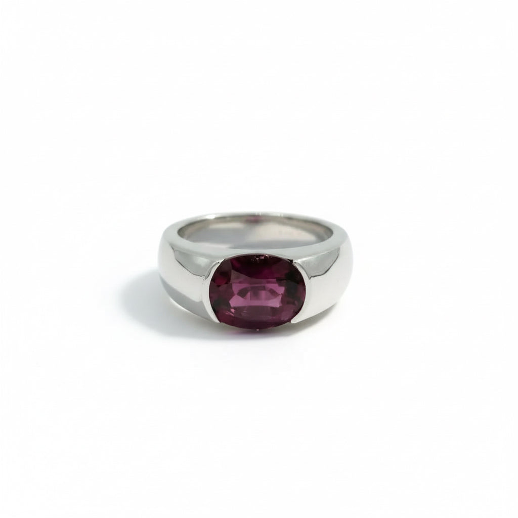 Bague Jonc Or blanc - Tourmaline 3,63 carats