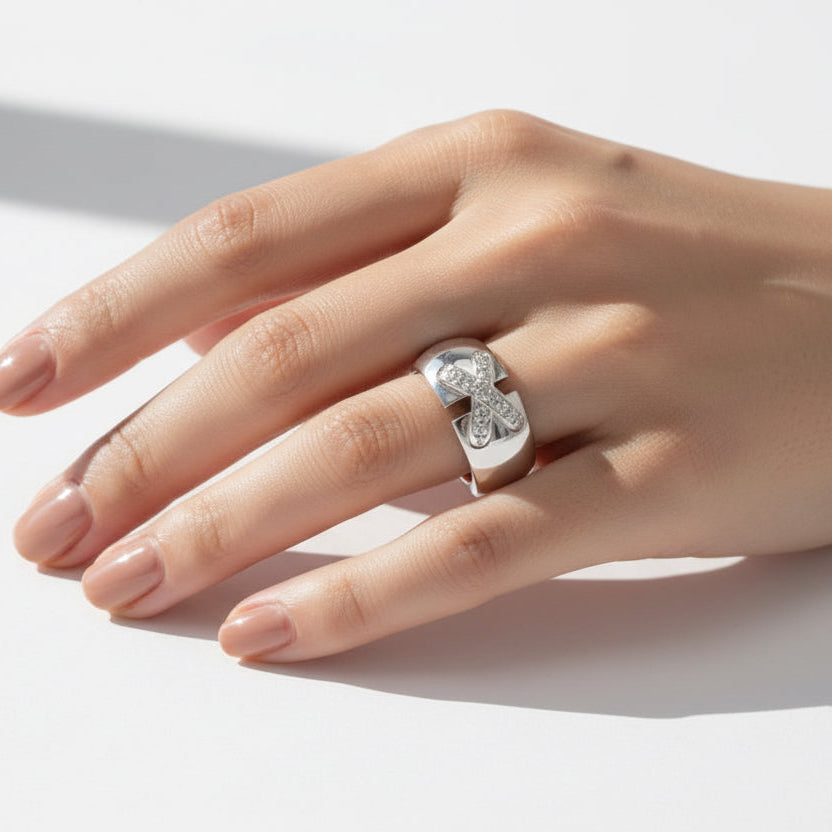 Chaumet - Bague Double lien Or blanc et Diamants