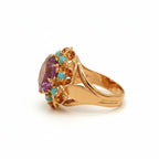 Vintage Yellow Gold Ring - Amethyst and Turquoise