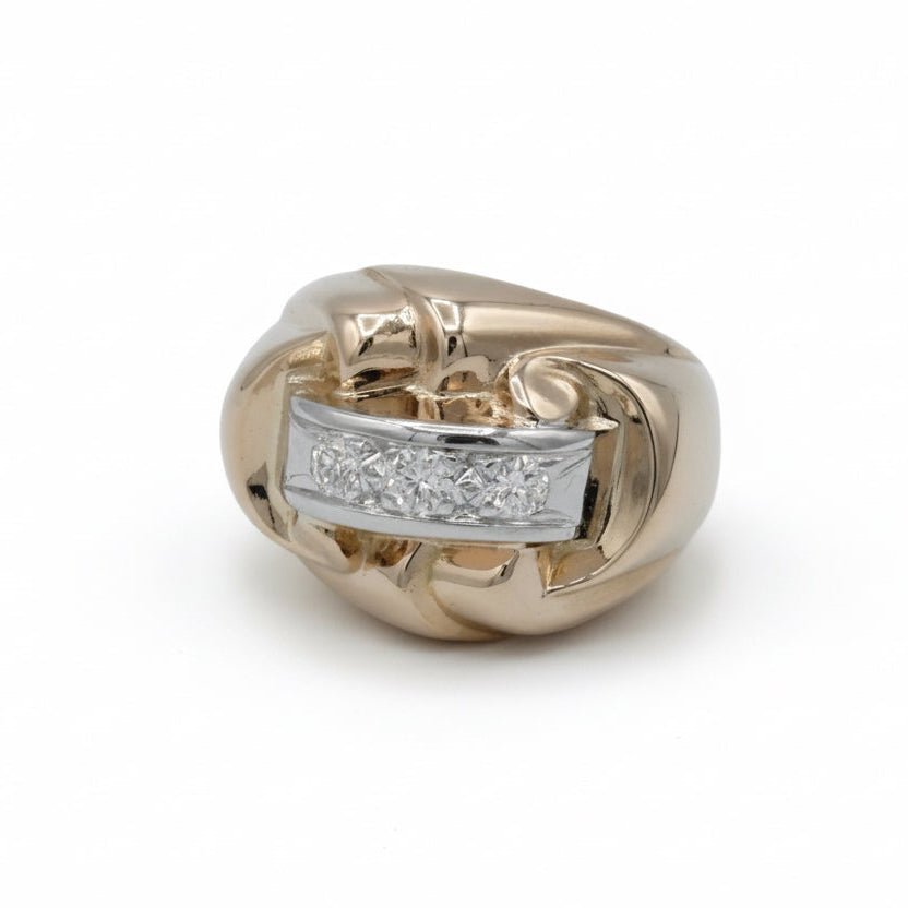 Bague Tank - Or Rose et Diamants