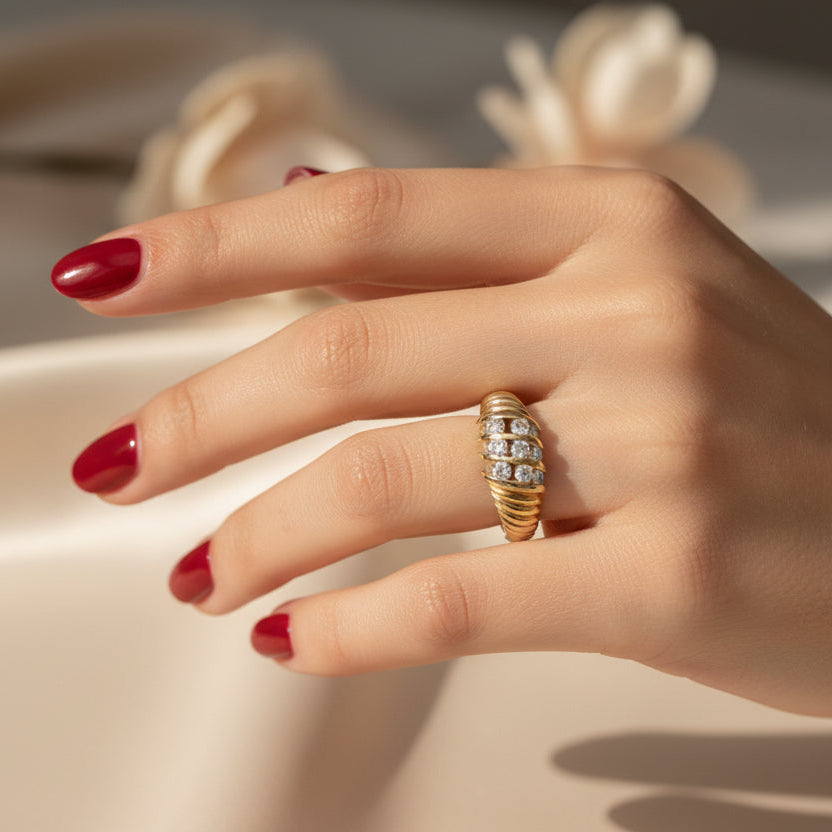 Bague Torsade - Or Jaune et Diamants