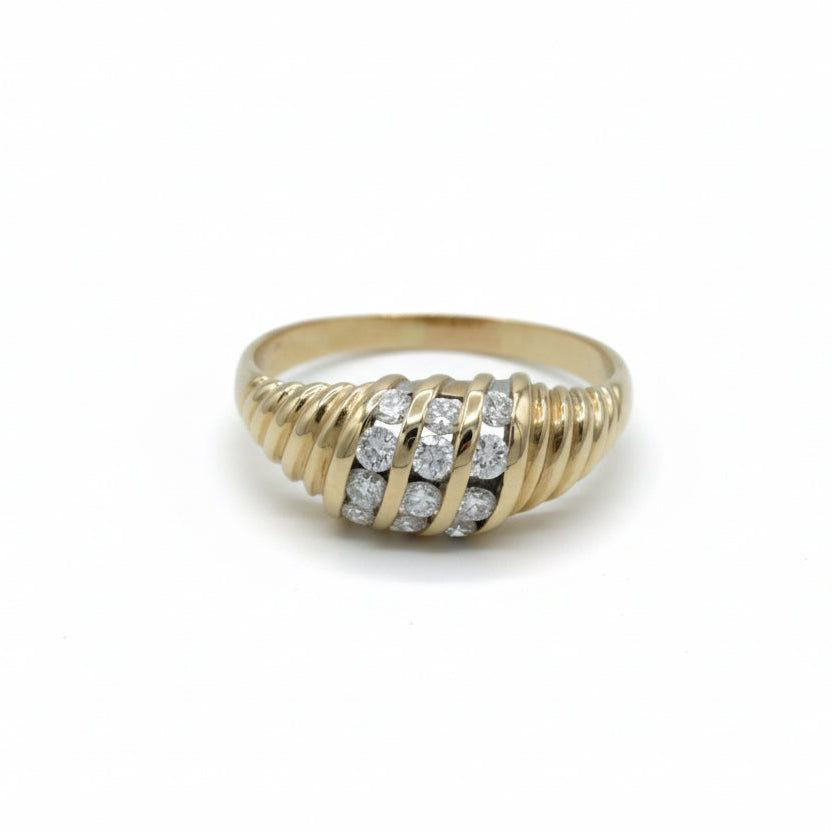 Bague Torsade - Or Jaune et Diamants
