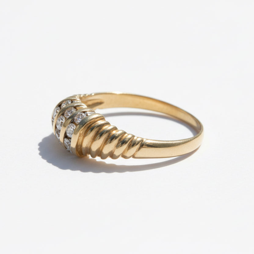 Bague Torsade - Or Jaune et Diamants