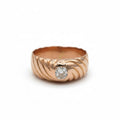 Bague Tourbillon Godronné - Or Rose - Diamant 0,30 ct