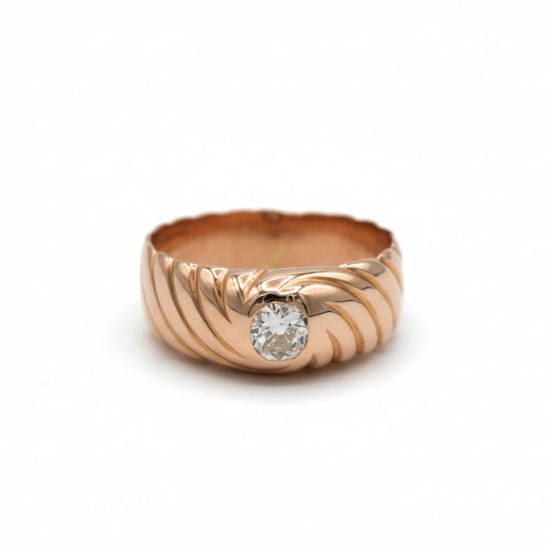 Bague Tourbillon Godronné - Or Rose - Diamant 0,30 ct