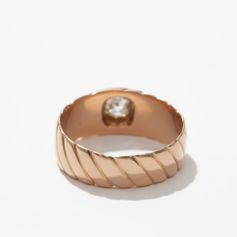 Bague Tourbillon Godronné - Or Rose - Diamant 0,30 ct