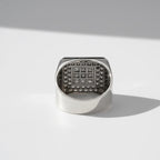 Bague Chevalière - Or Blanc avec pavage diamants