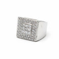 Signet Ring - White Gold with diamond pavé