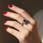 Bague Marguerite - Or Jaune et Blanc - Saphir et Diamants