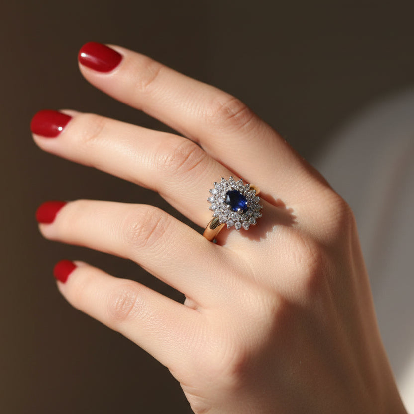 Bague Marguerite - Or Jaune et Blanc - Saphir et Diamants