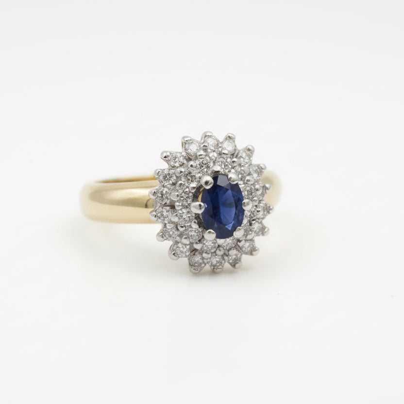 Bague Marguerite - Or Jaune et Blanc - Saphir et Diamants