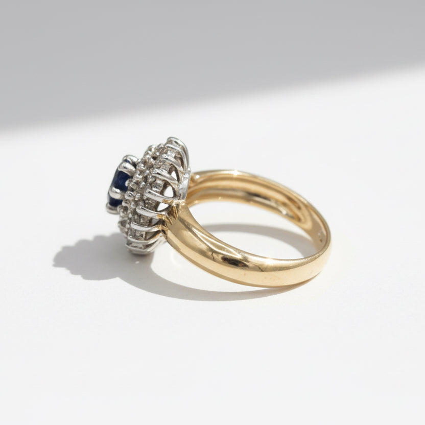 Bague Marguerite - Or Jaune et Blanc - Saphir et Diamants