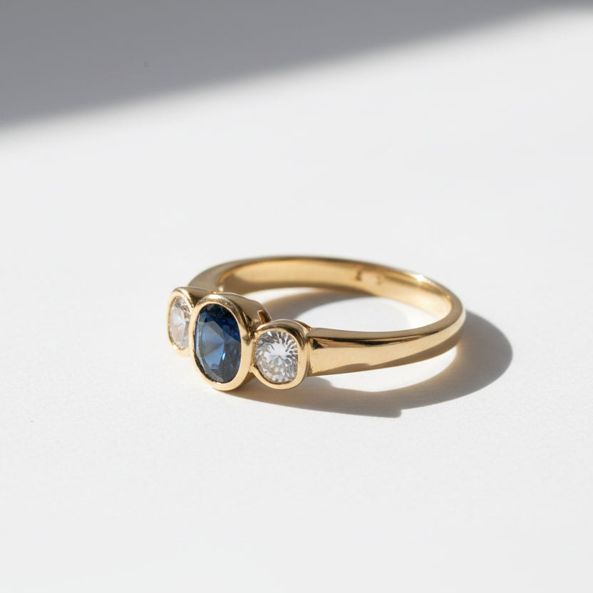 Bague Or jaune - Saphir et Diamants