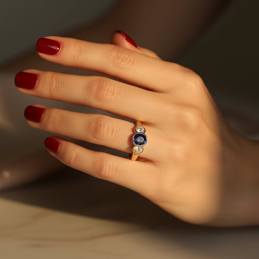 Bague Or jaune - Saphir et Diamants