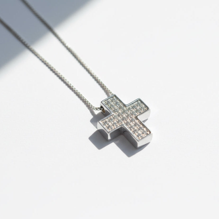 Salvini - Pendentif Croix Or blanc et Diamants