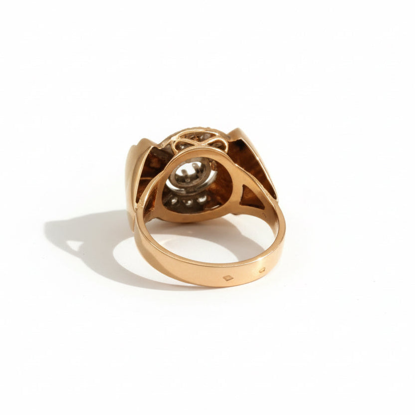 Bague Tank - Or Rose et Platine - Diamants 0,30 ct