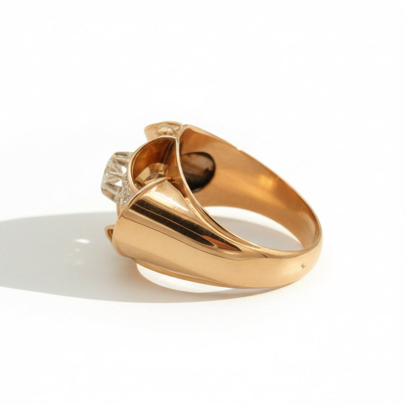 Bague Tank Or rose - Diamants 0,40 ct