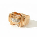 Bague Tank - Or Rose et Diamants