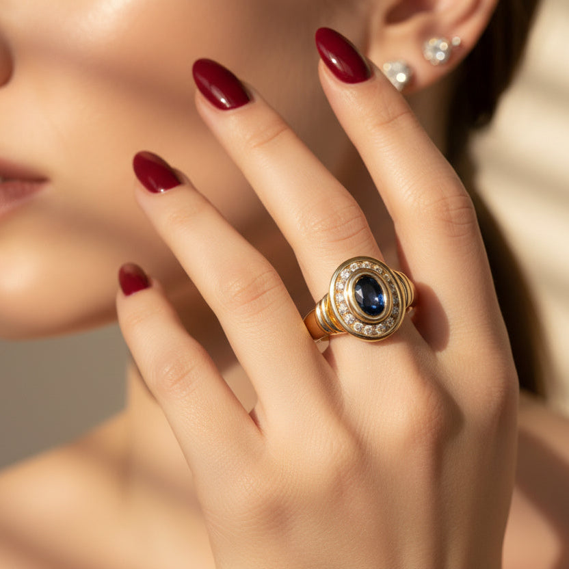 Bague Or jaune - Saphir et Diamants