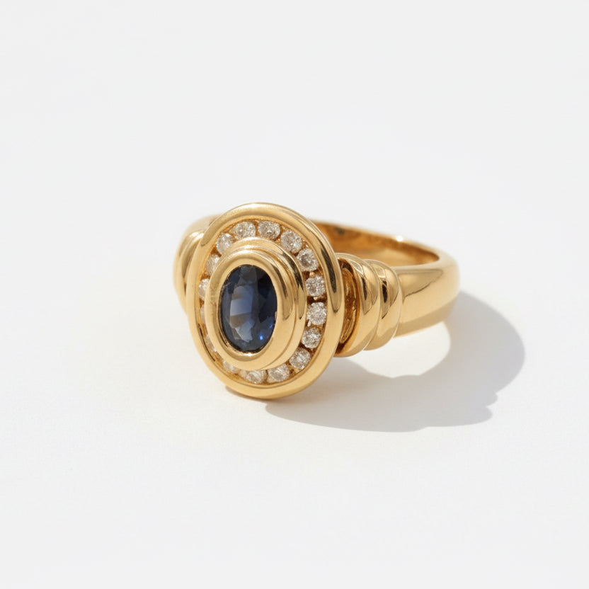 Bague Or jaune - Saphir et Diamants
