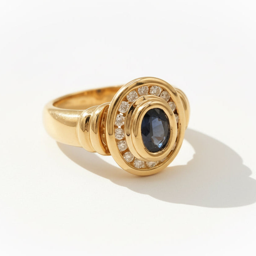 Bague Or jaune - Saphir et Diamants