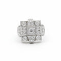 Art Deco - White gold ring - Diamonds