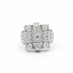 Art Déco - Bague or blanc - Diamants