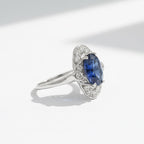 Art déco - Bague Platine - Saphir 2,96 carats