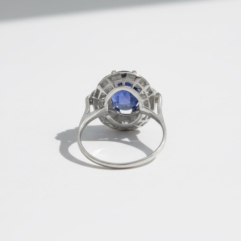 Art déco - Bague Platine - Saphir 2,96 carats