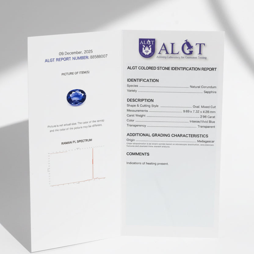 Art déco - Bague Platine - Saphir 2,96 carats