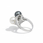 Bague Toi & Moi - Platine - Perles et Diamants