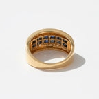 Bague Bandeau Or jaune - Saphirs Calibrés et Diamants