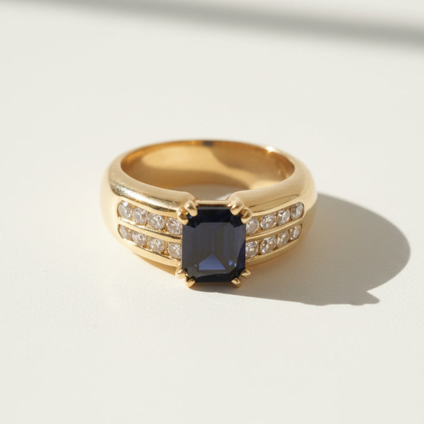 Bague Or jaune - Saphir et Diamants