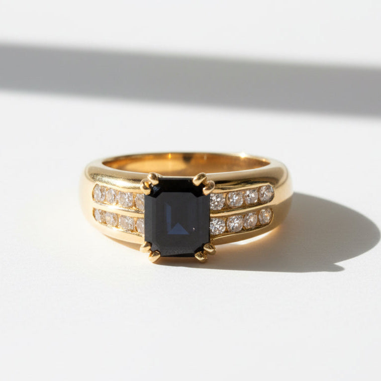 Bague Or jaune - Saphir et Diamants