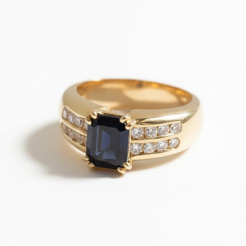 Bague Or jaune - Saphir et Diamants