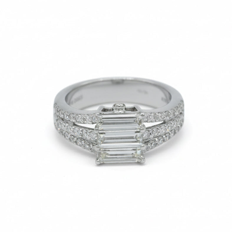 White Gold Ring - Baguette Diamonds